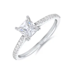 0.25ct Ophelia Shoulder Set Princess Cut Diamond Solitaire Engagement Ring | Platinum