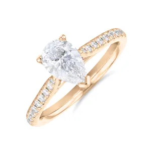 0.35ct Ophelia Shoulder Set Pear Cut Diamond Solitaire Engagement Ring | 18ct Rose Gold