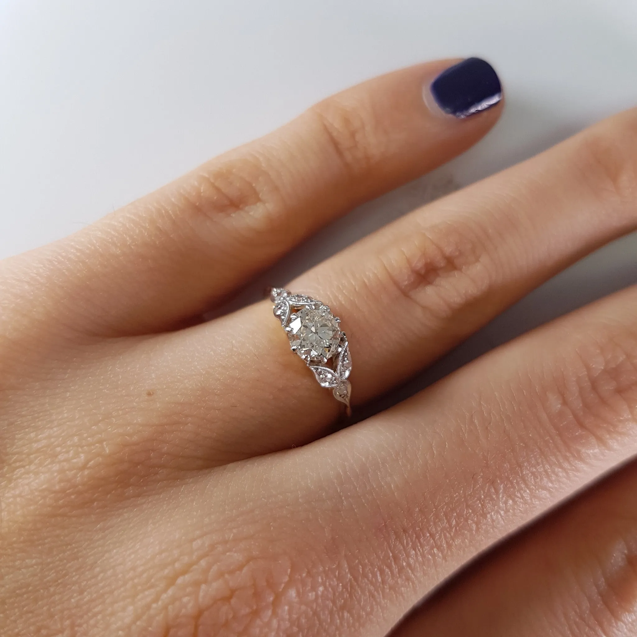 0.62CTW VINTAGE OLD EUROPEAN CUT DIAMOND RING