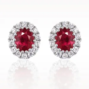0.71ct Ruby And Diamond White Gold Earrings