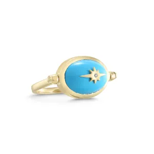 10K Gold Turquoise Spinning "Star" Ring
