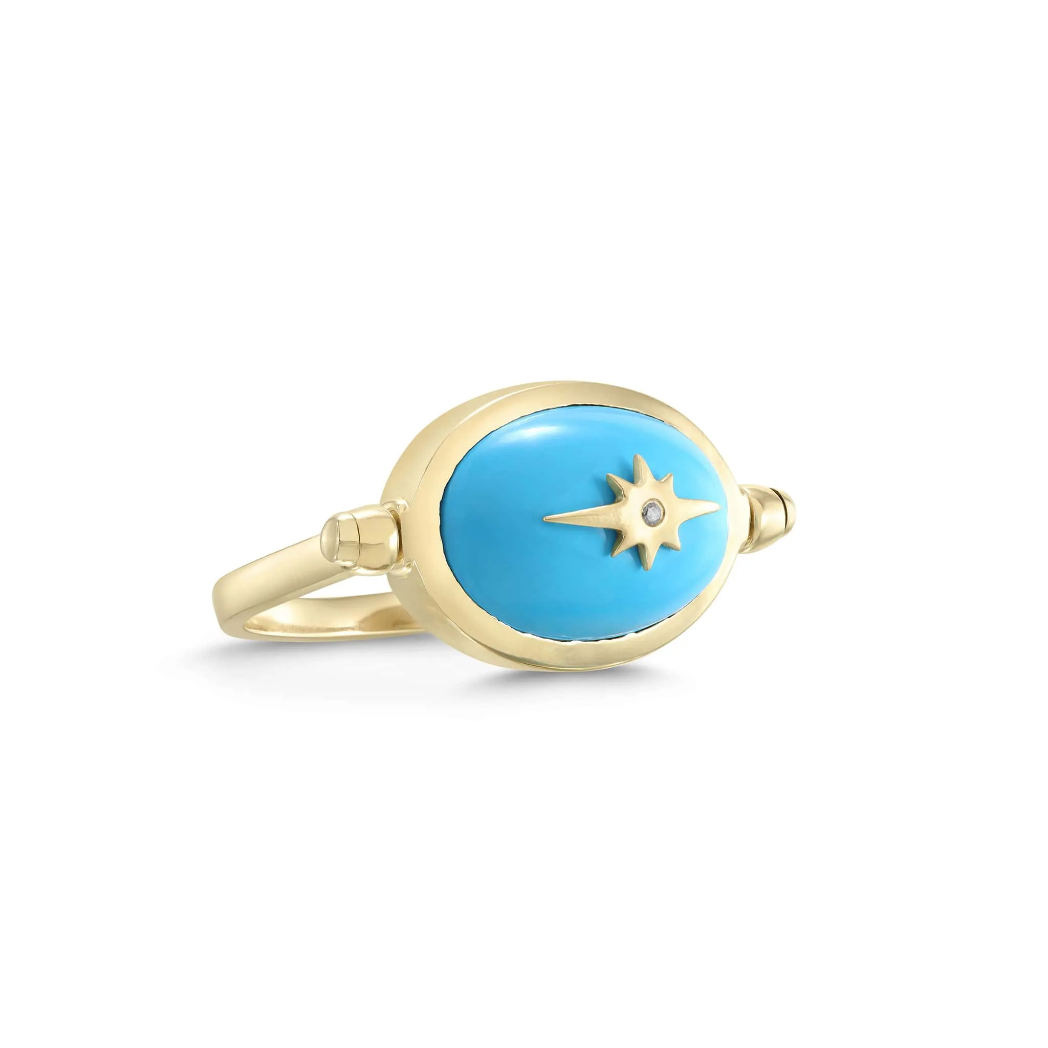 10K Gold Turquoise Spinning "Star" Ring