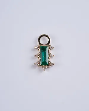 10k mosaic charm with emerald baguette - gold