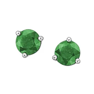 10K White Gold (4mm) Martini Set Emerald Stud Earrings