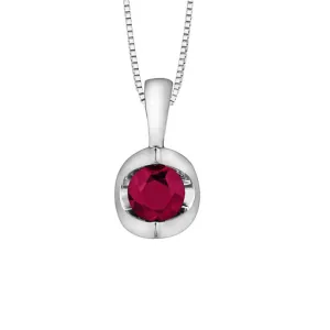 10K White Gold (4mm) Ruby Solitaire Half Moon Pendant