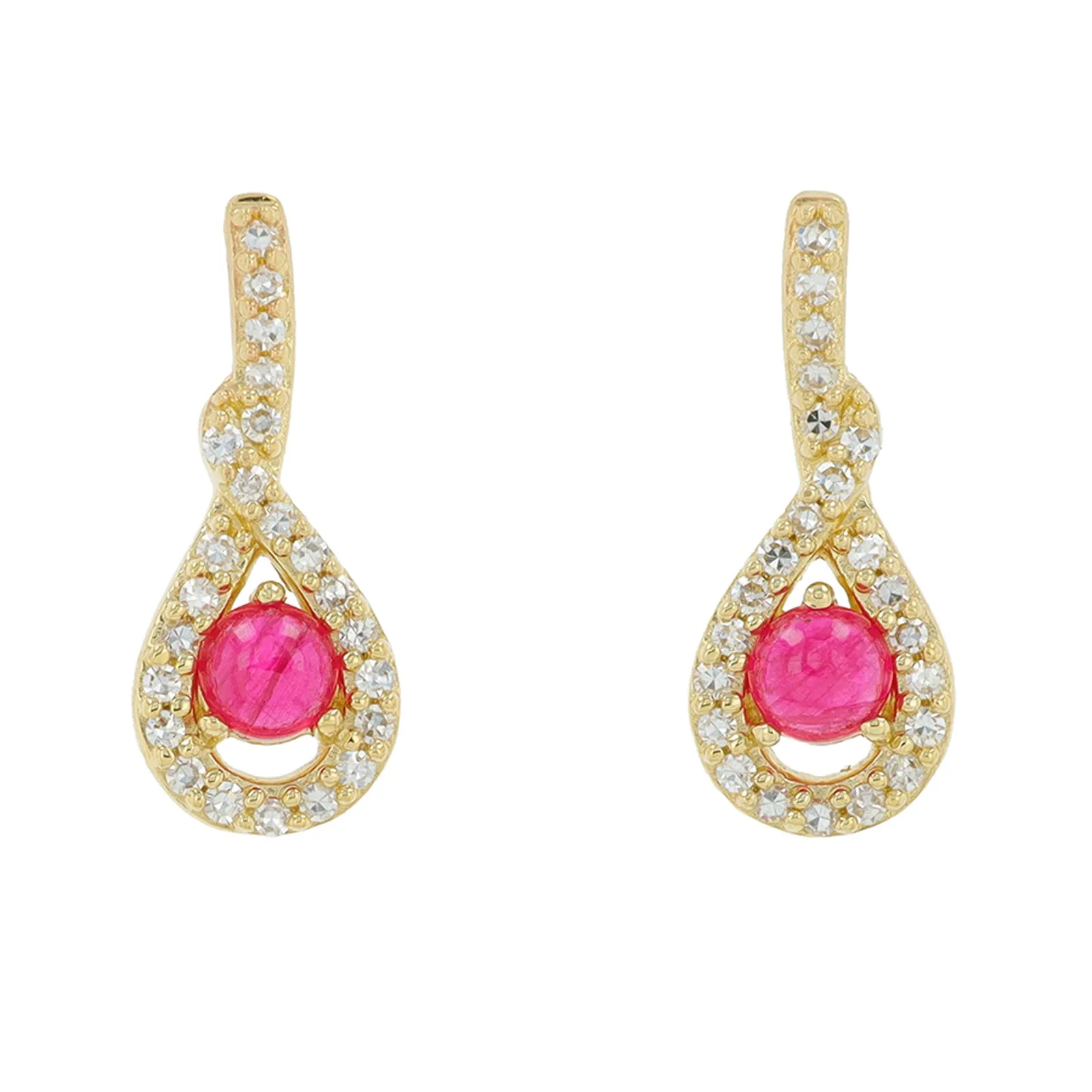 10K YG .36 Cabouchon Ruby Earrings