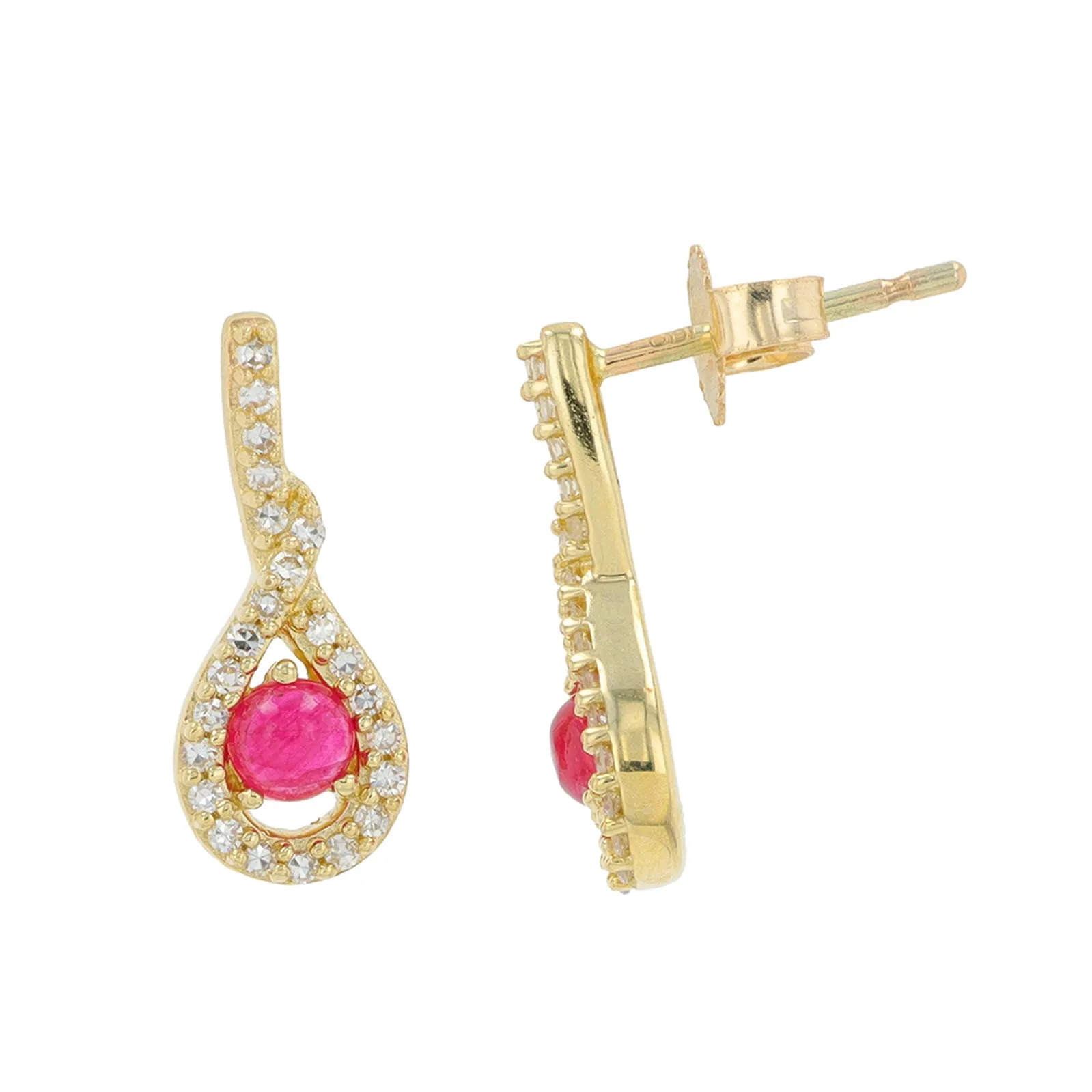 10K YG .36 Cabouchon Ruby Earrings