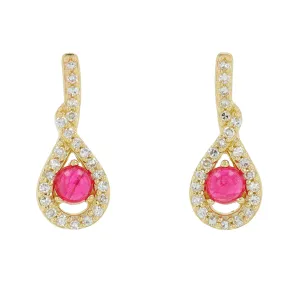 10K YG .36 Cabouchon Ruby Earrings