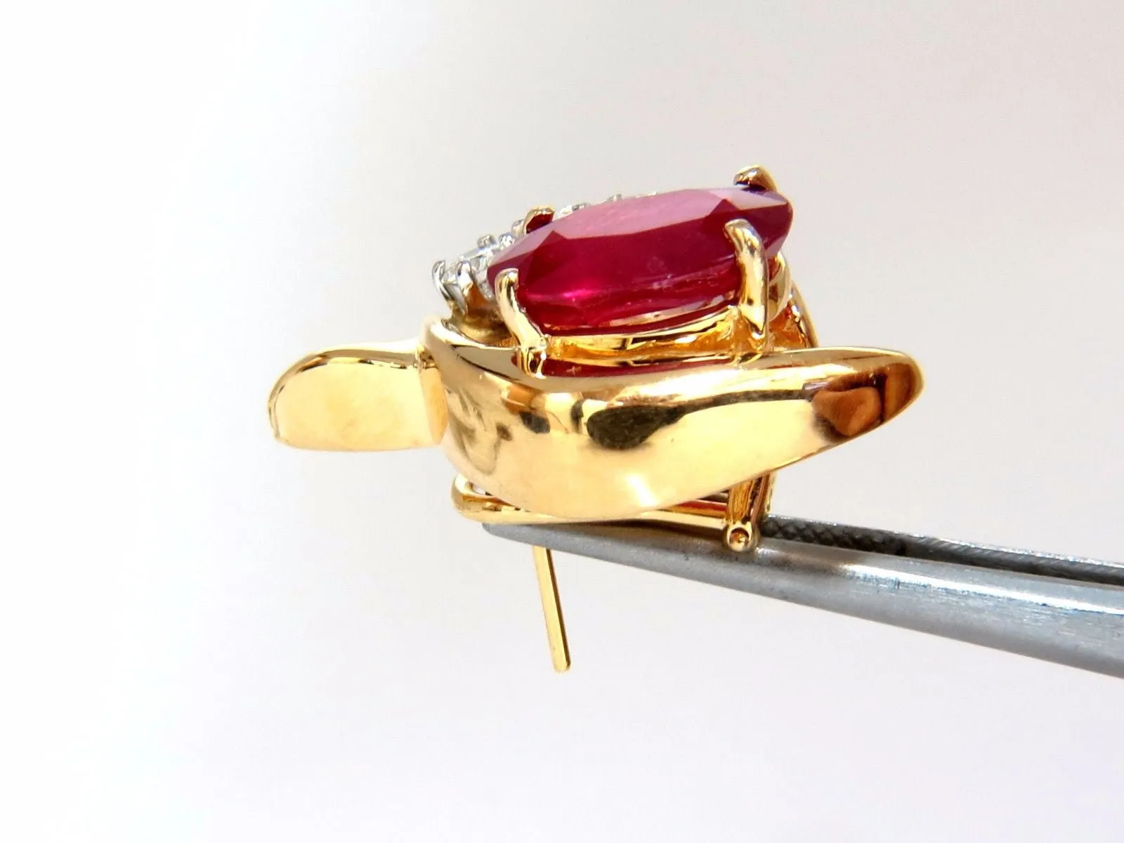 13.00ct Clarity enhanced ruby natural diamond earrings 14kt