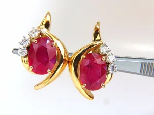 13.00ct Clarity enhanced ruby natural diamond earrings 14kt