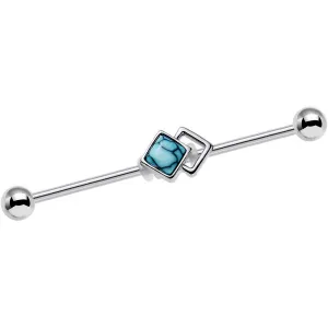 14 Gauge Faux Turquoise Art Deco Industrial Barbell 38mm