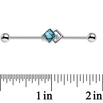 14 Gauge Faux Turquoise Art Deco Industrial Barbell 38mm