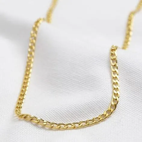 14ct Yellow Gold Plated Curb Chain Necklace with Extender Chain