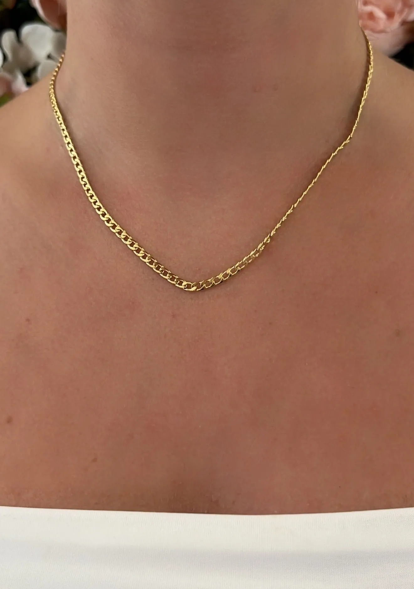 14ct Yellow Gold Plated Curb Chain Necklace with Extender Chain