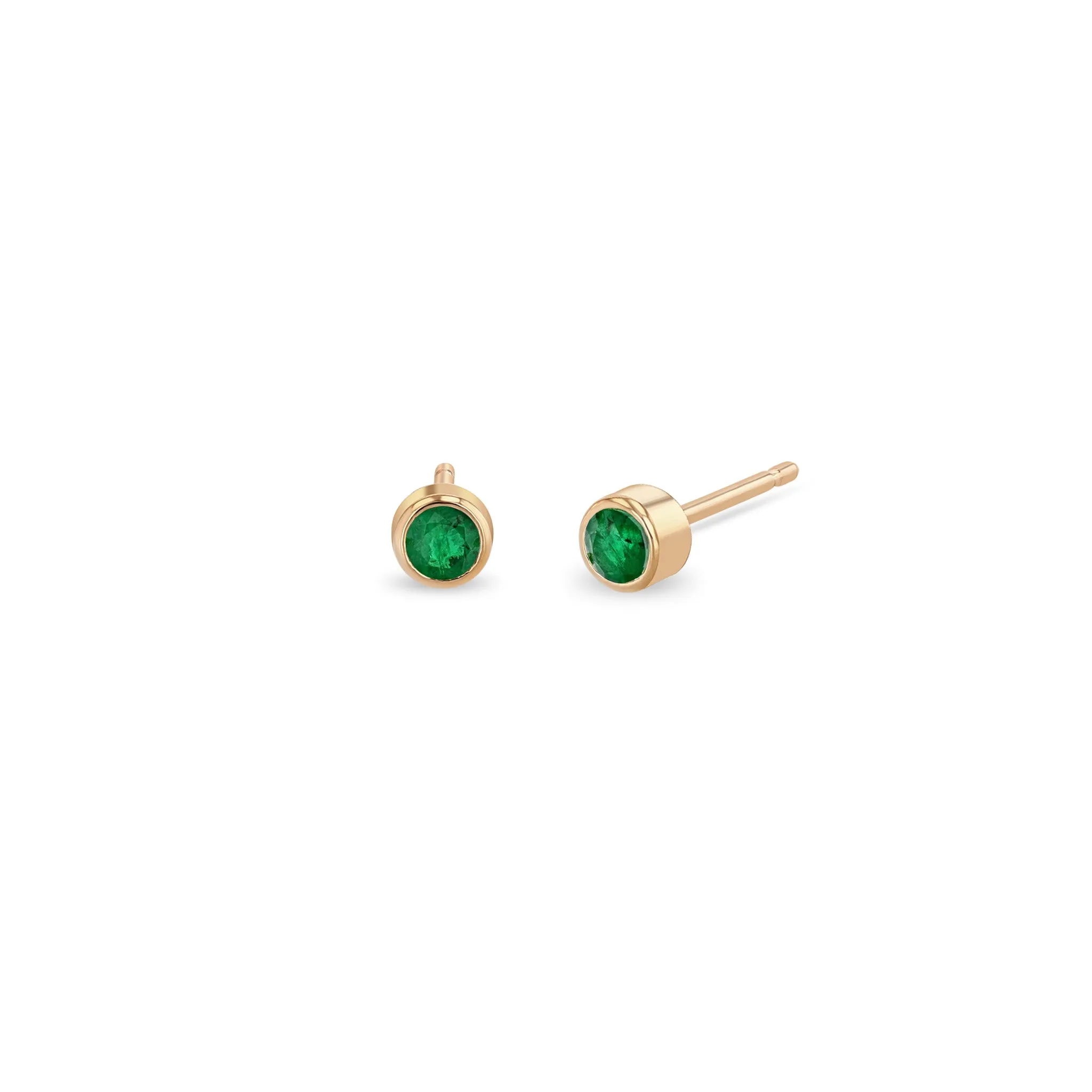 14k Emerald Bezel Studs