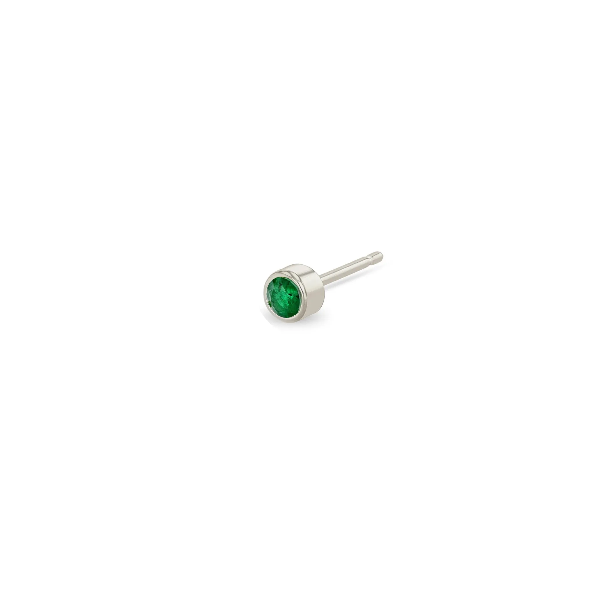 14k Emerald Bezel Studs