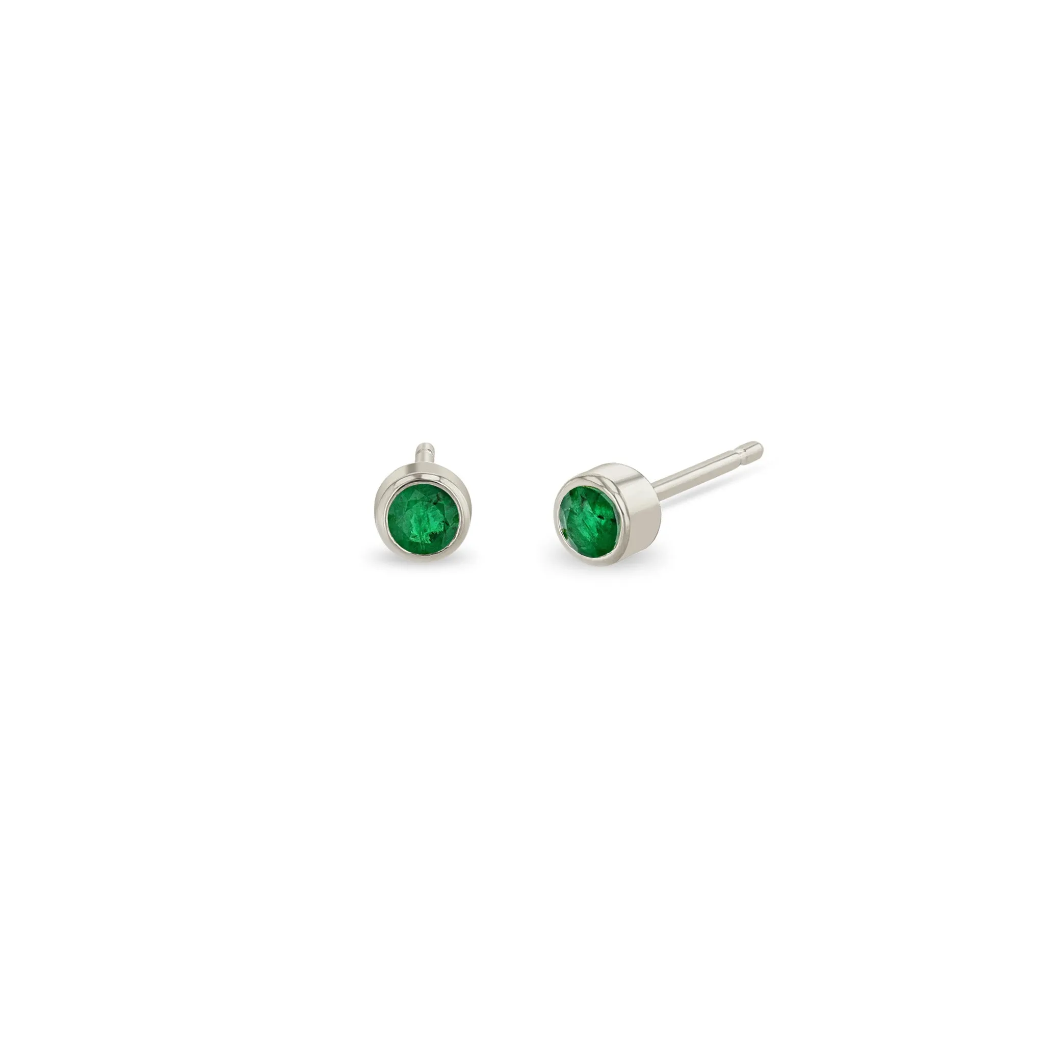 14k Emerald Bezel Studs