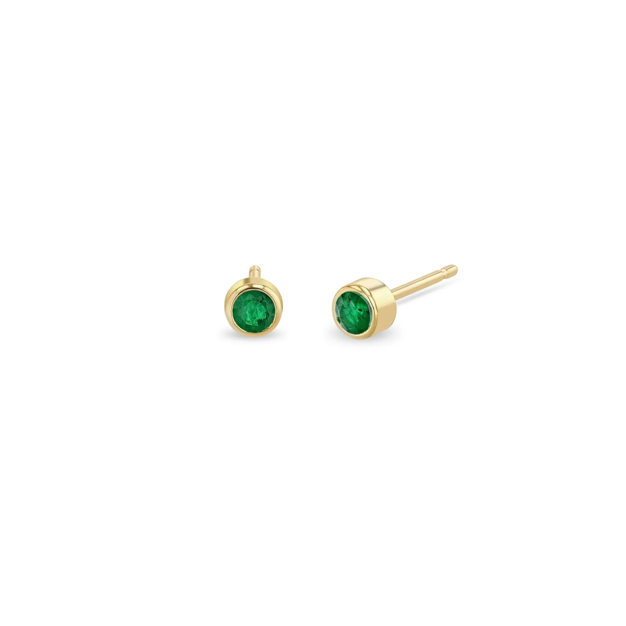 14k Emerald Bezel Studs
