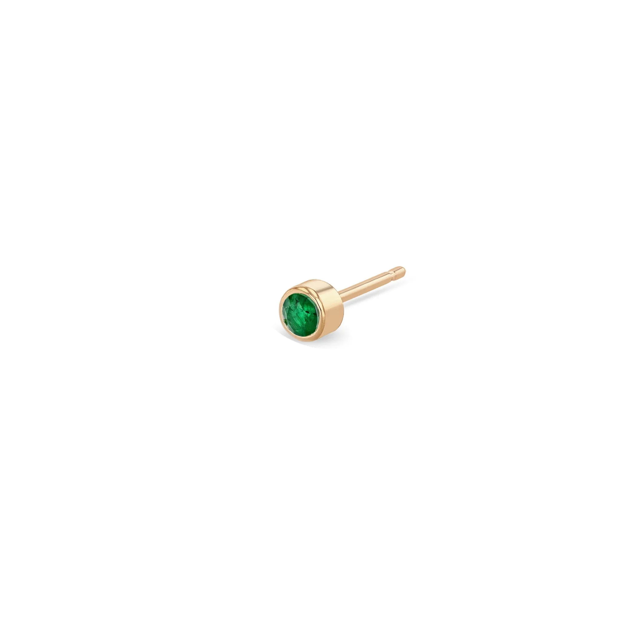 14k Emerald Bezel Studs