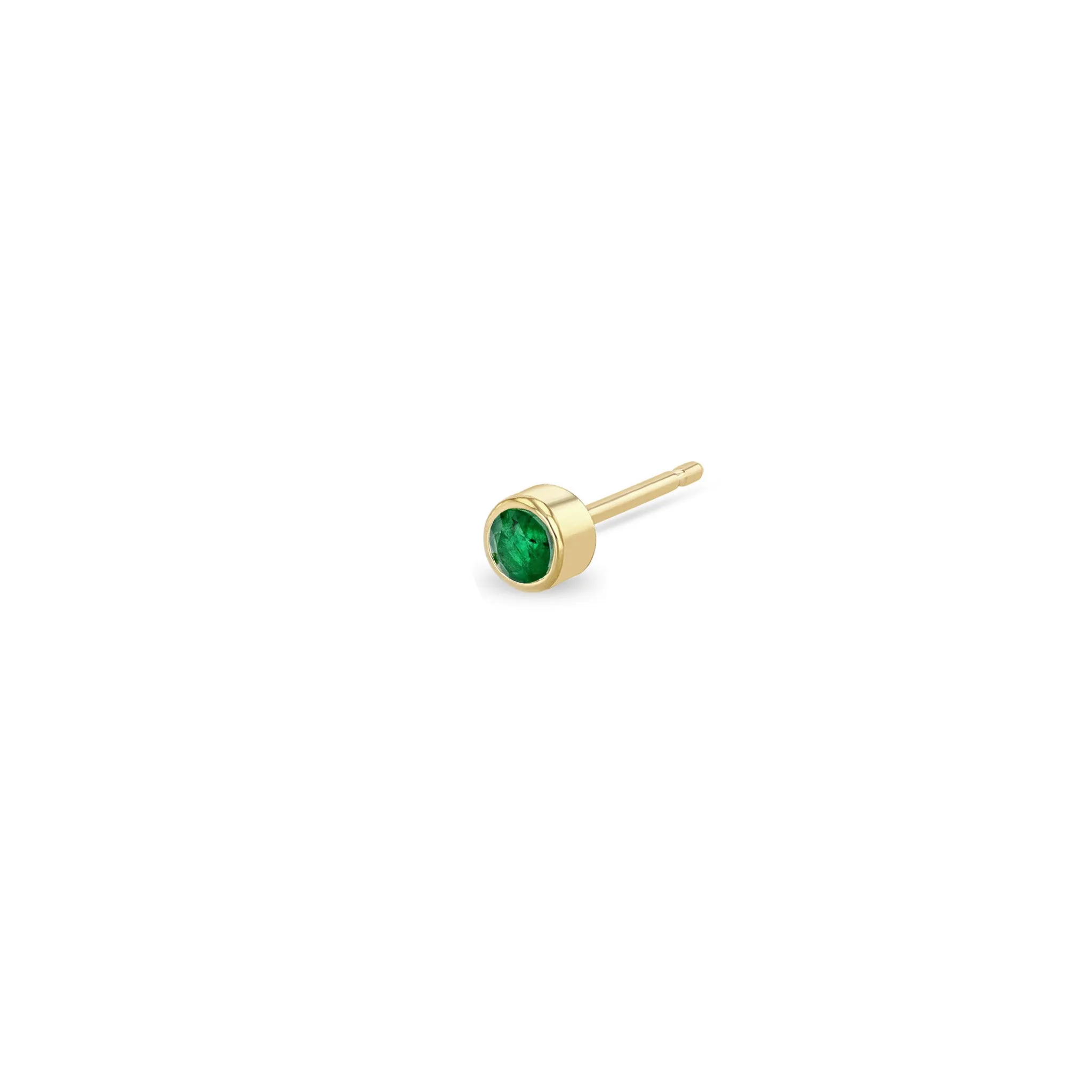 14k Emerald Bezel Studs