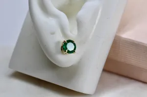 14K Emerald Stud Earring, 2.00 Carat AAA Quality Emerald Earrings, Gemstone Earrings