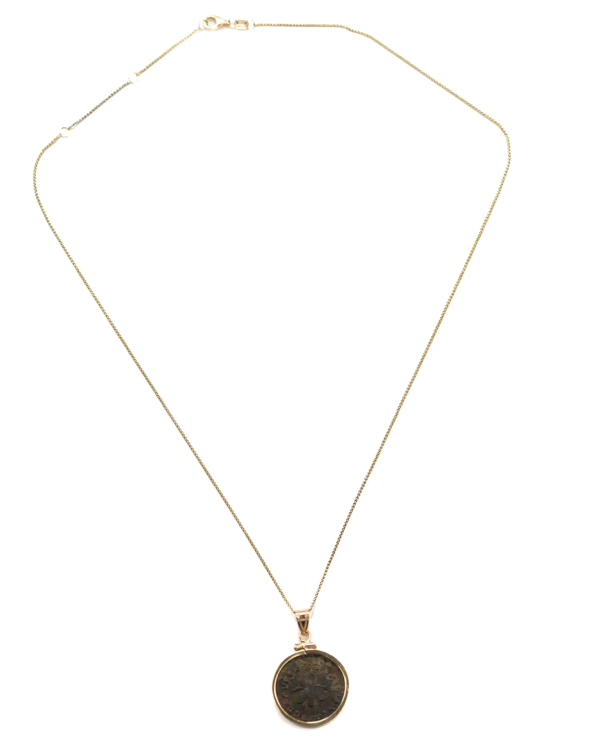 14k Genuine Ancient Greek Coin Necklace (Artemis Bee; 1st Century A.D.)