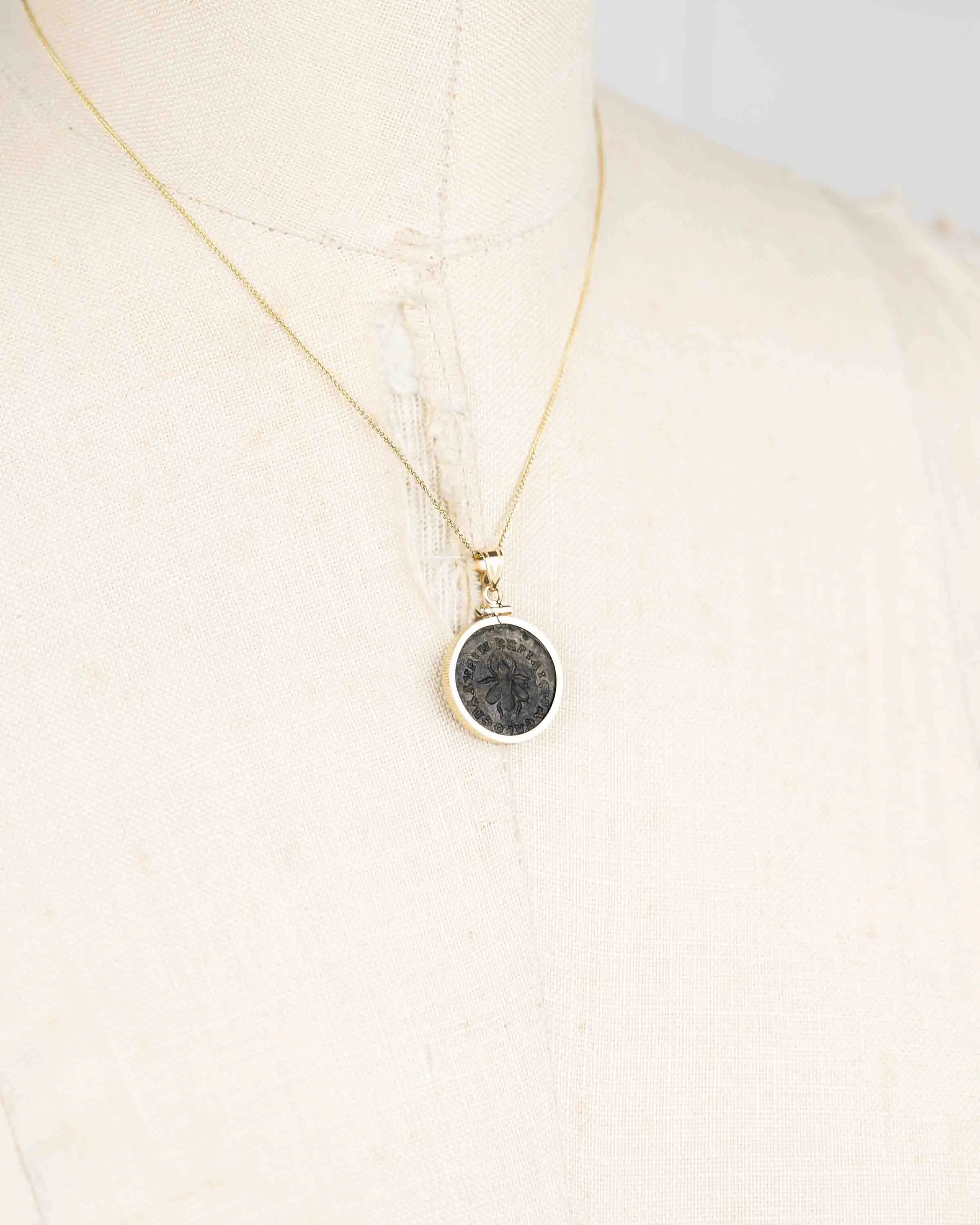 14k Genuine Ancient Greek Coin Necklace (Artemis Bee; 1st Century A.D.)