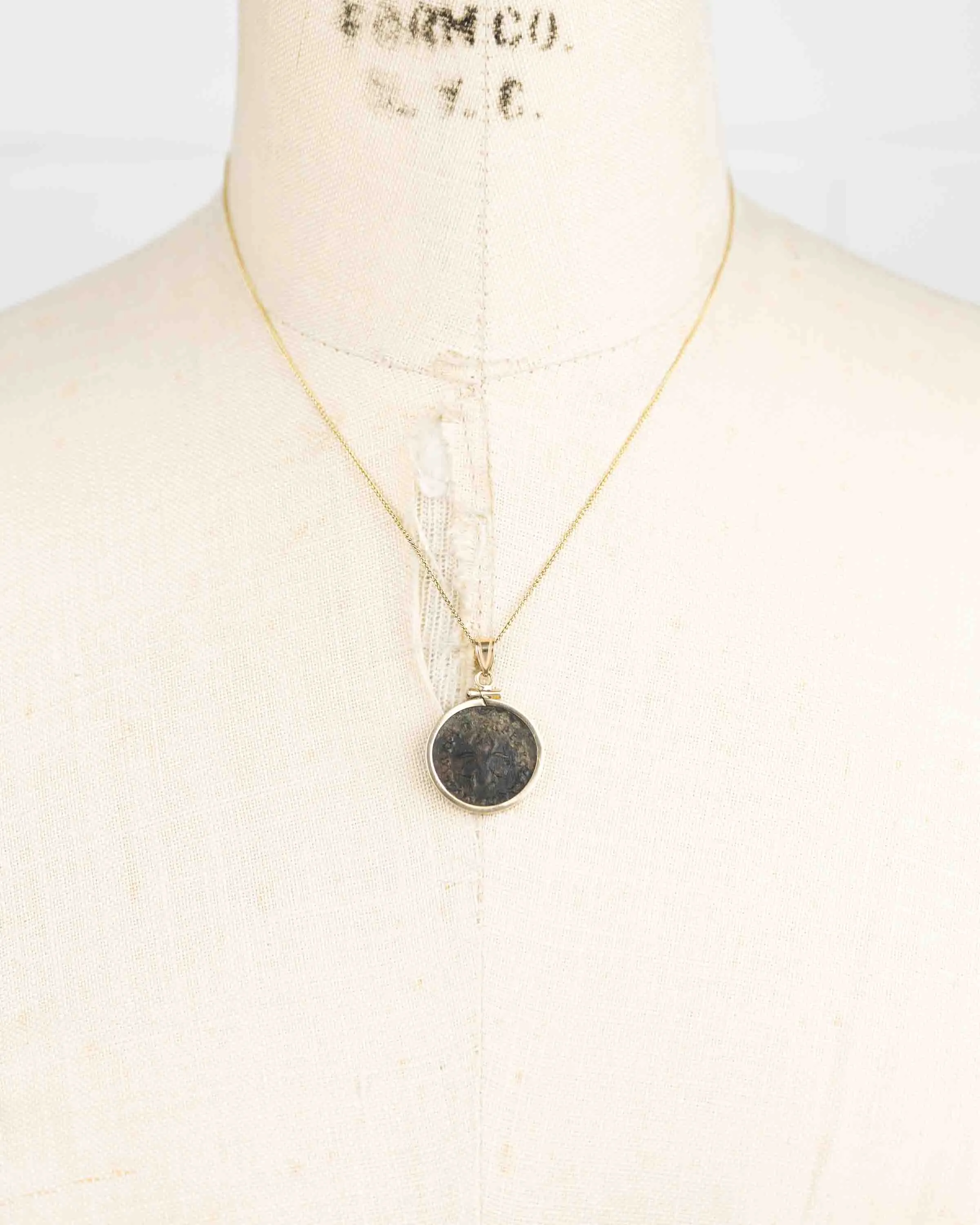 14k Genuine Ancient Greek Coin Necklace (Artemis Bee; 1st Century A.D.)