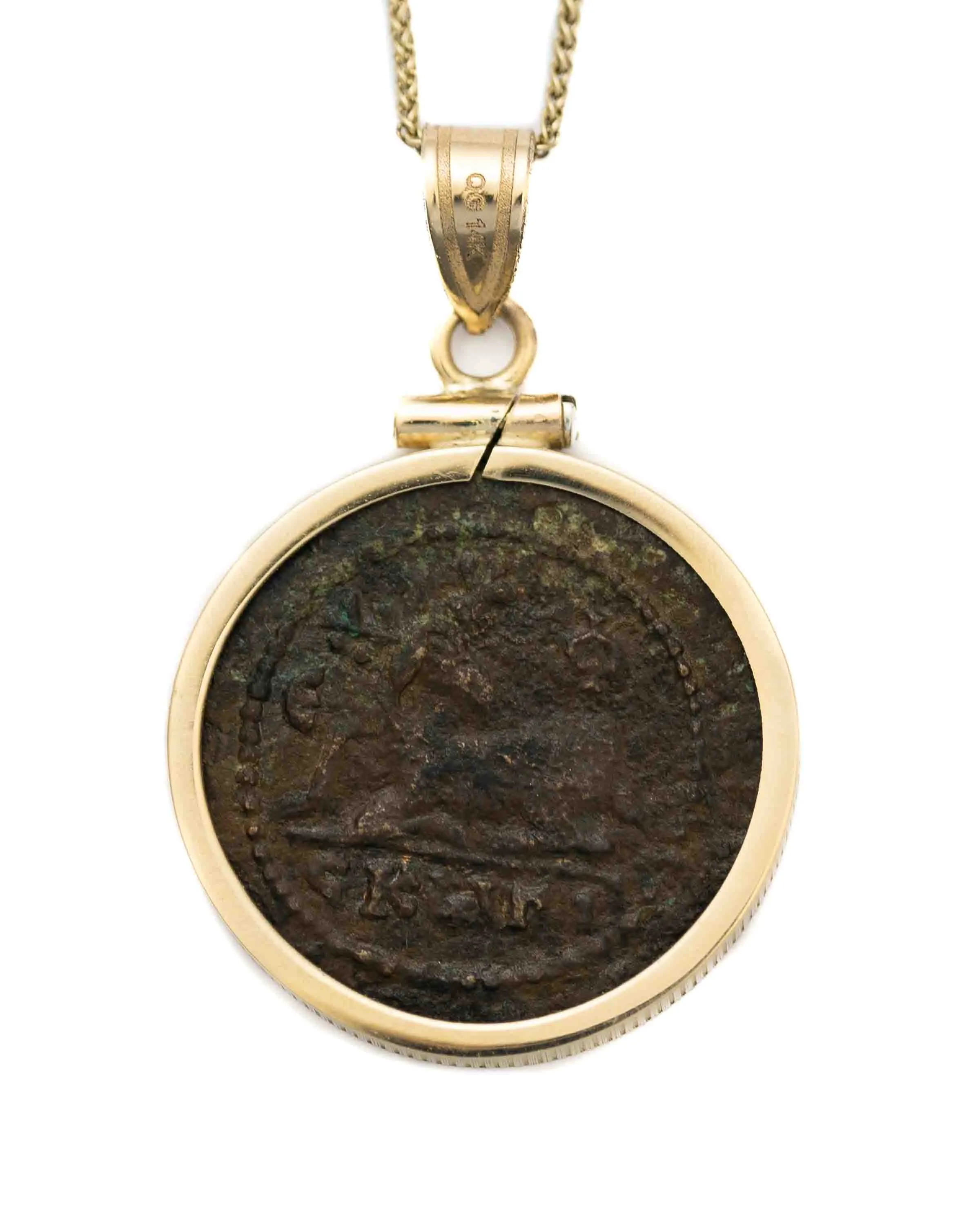 14k Genuine Ancient Greek Coin Necklace (Artemis Bee; 1st Century A.D.)