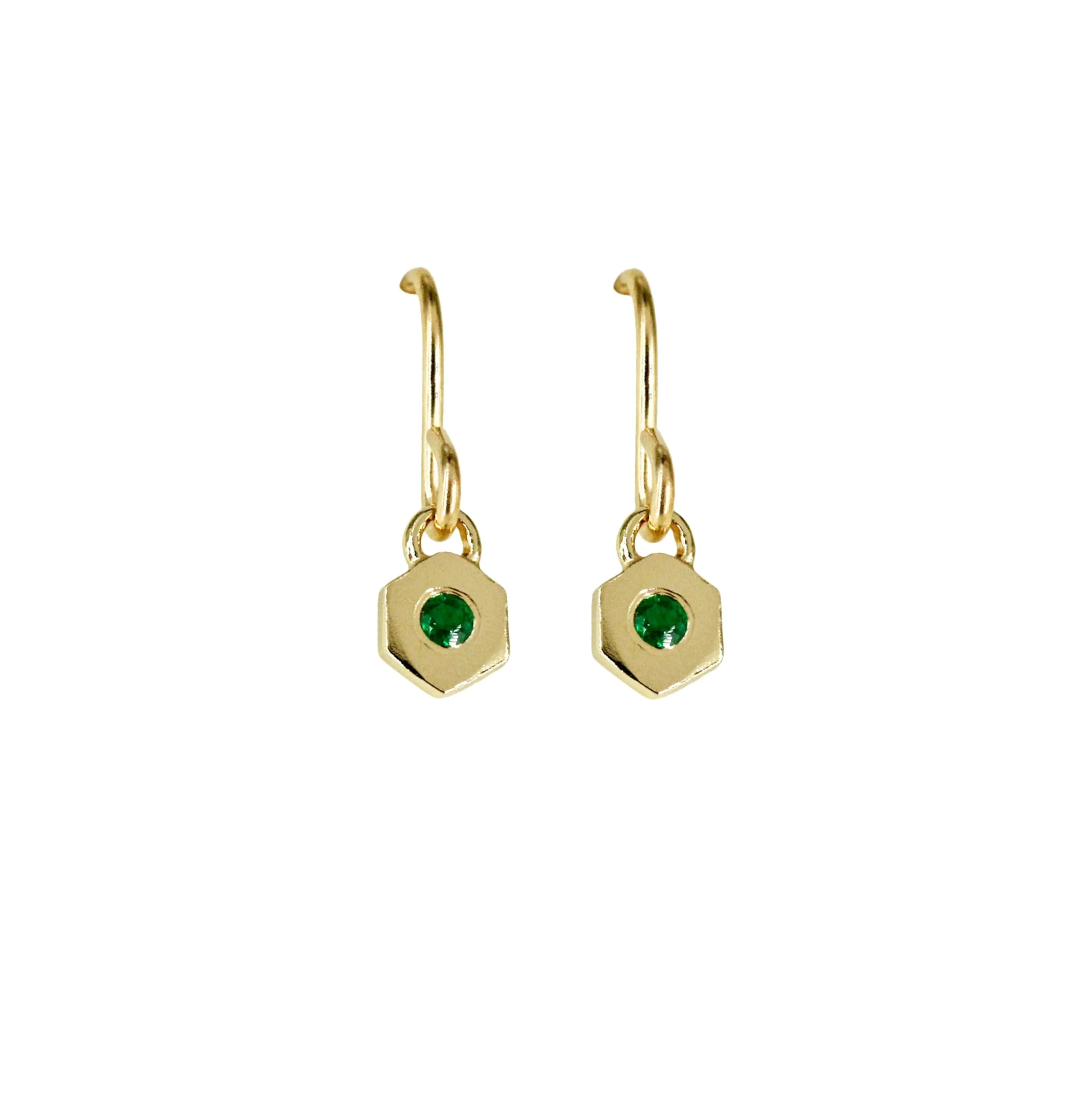 14K Gold and Emerald | May Birthstone Earrings