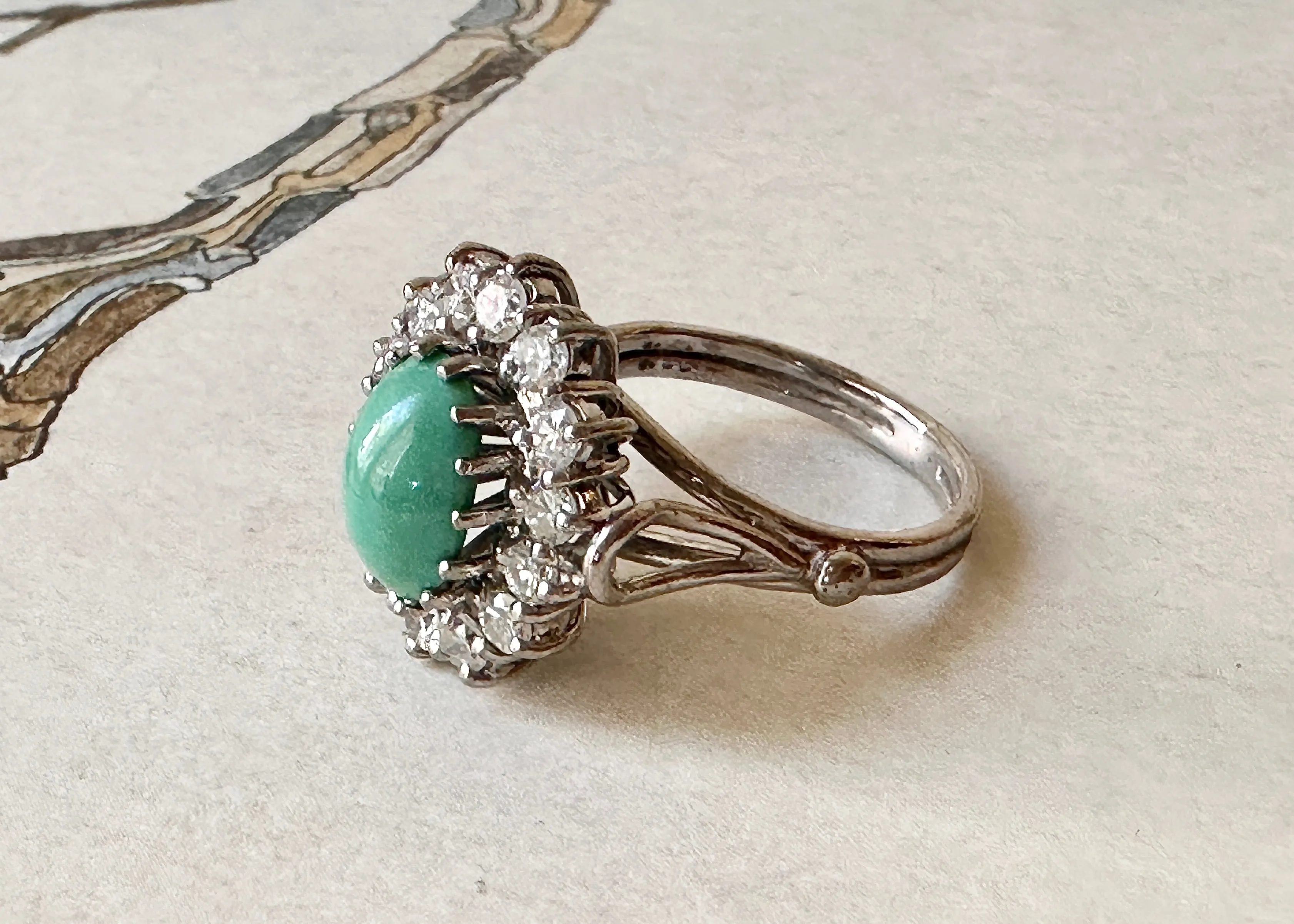 14k Gold, Diamond and Turquoise Ballerina Ring