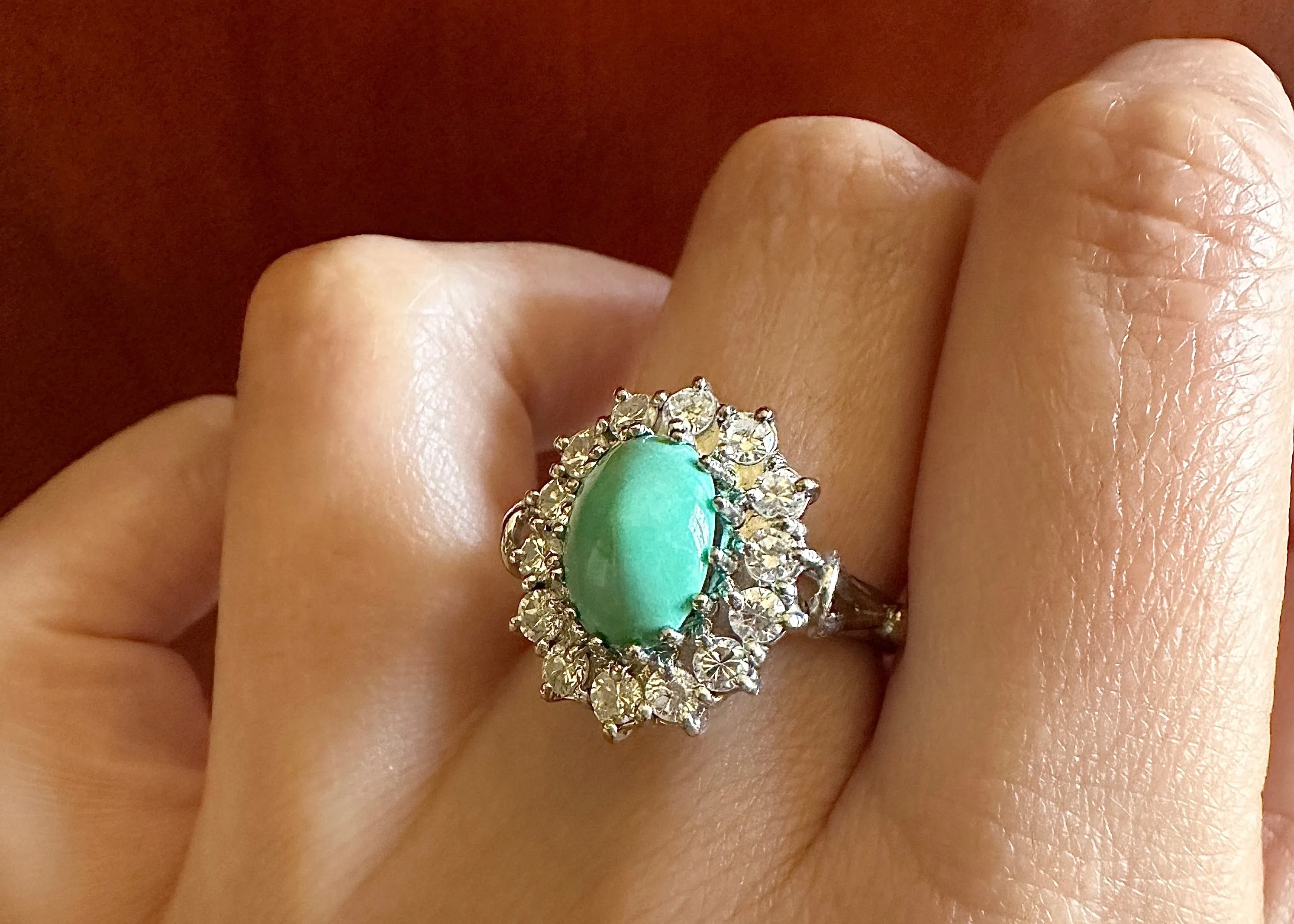 14k Gold, Diamond and Turquoise Ballerina Ring