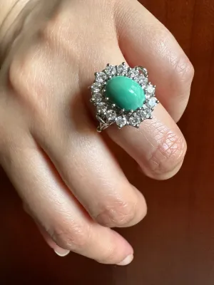14k Gold, Diamond and Turquoise Ballerina Ring