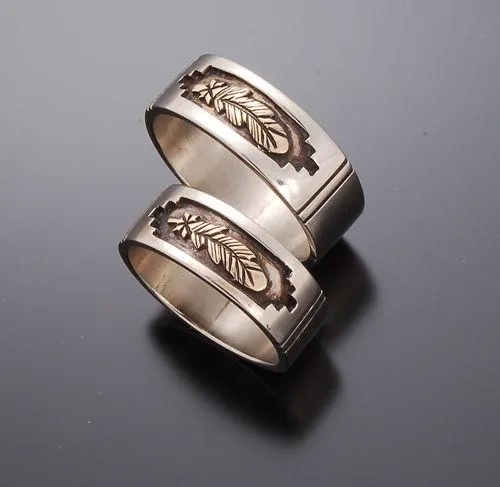 14K Gold Eagle Feather Ring. A Silver Ring by Erick Begay CD50B