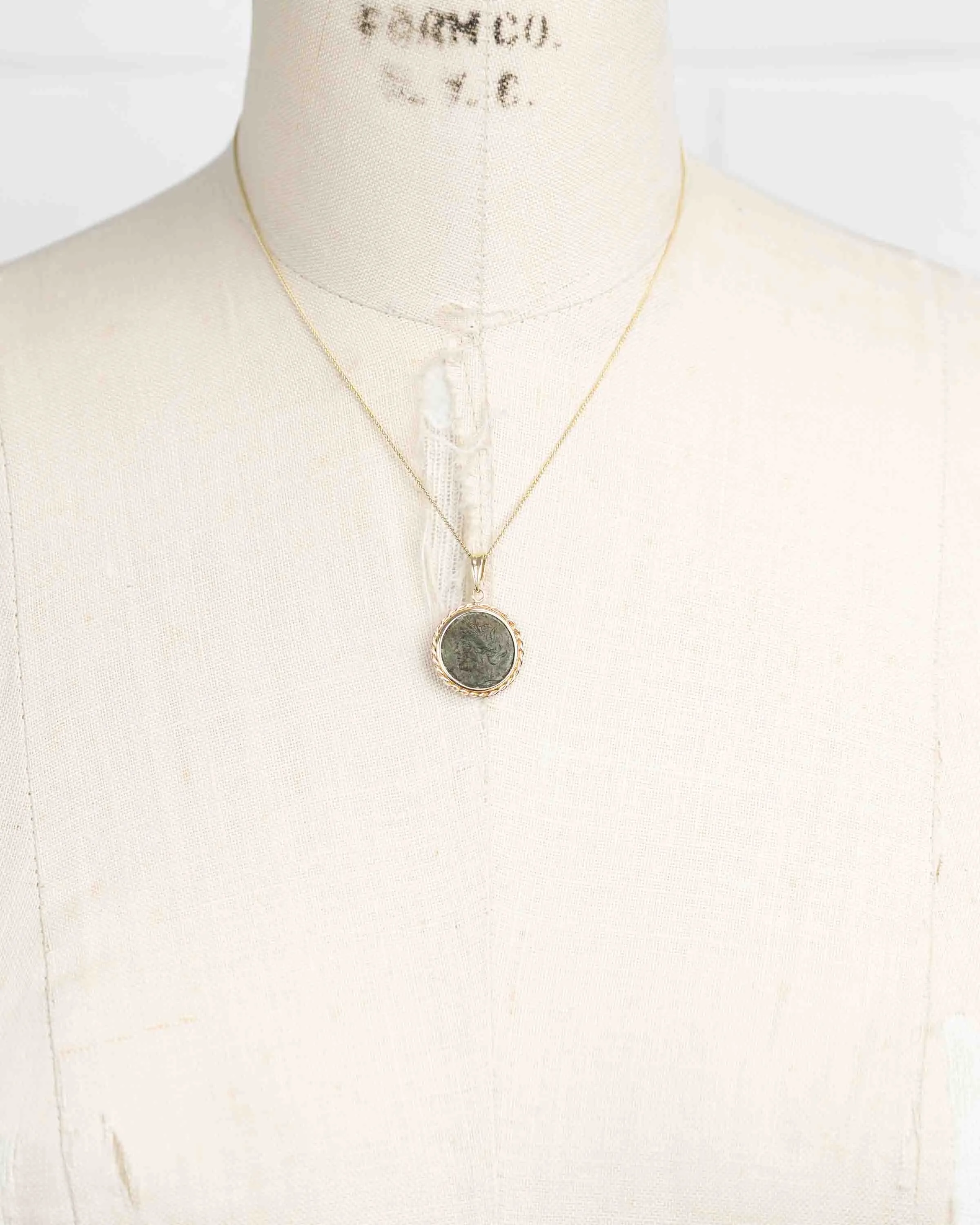 14k Gold Genuine Ancient Greek Coin Necklace (Persephone; 275-215 B.C.)