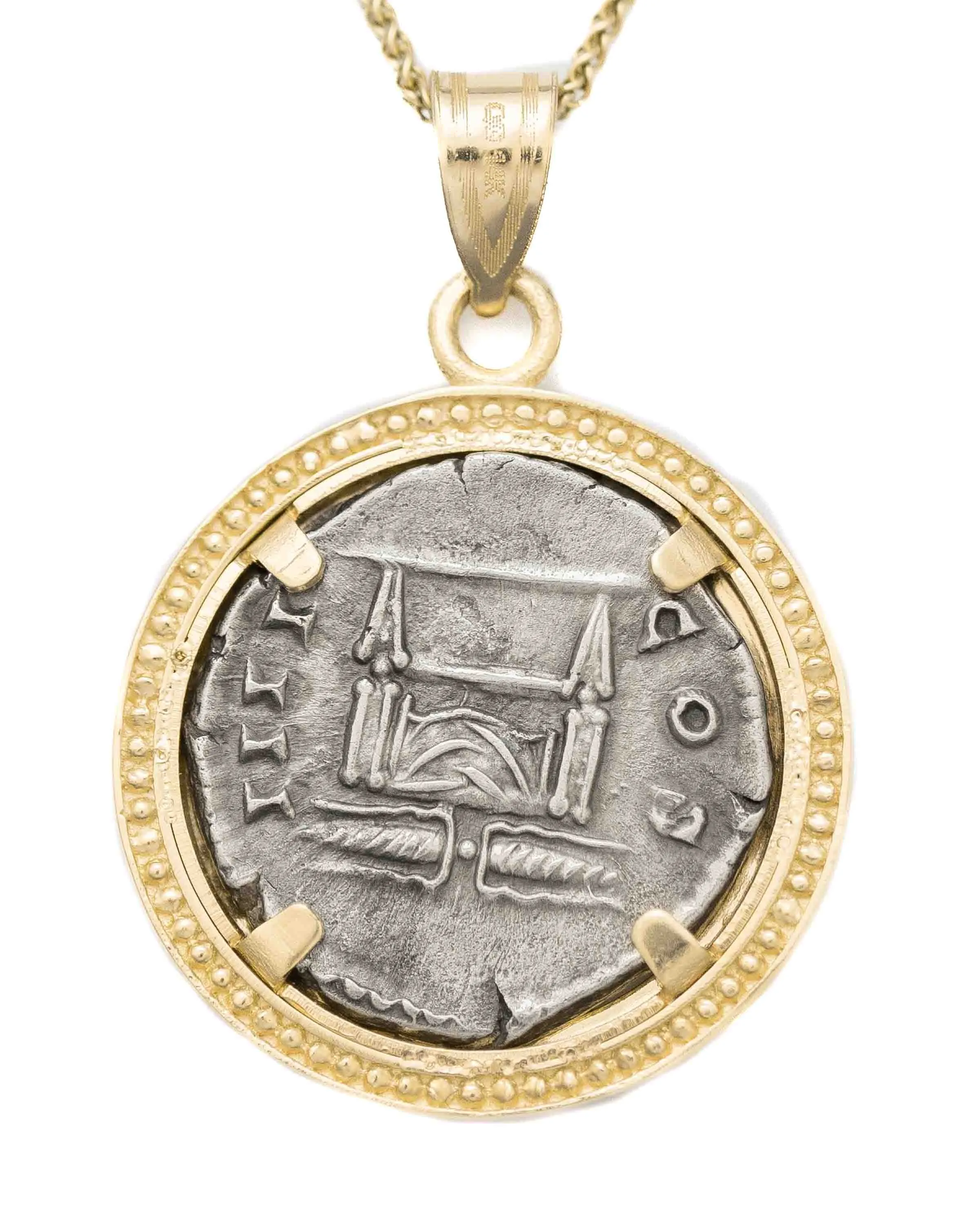 14k Gold Genuine Ancient Roman Coin Necklace (Antoninus Pius; 138-161 A.D.)