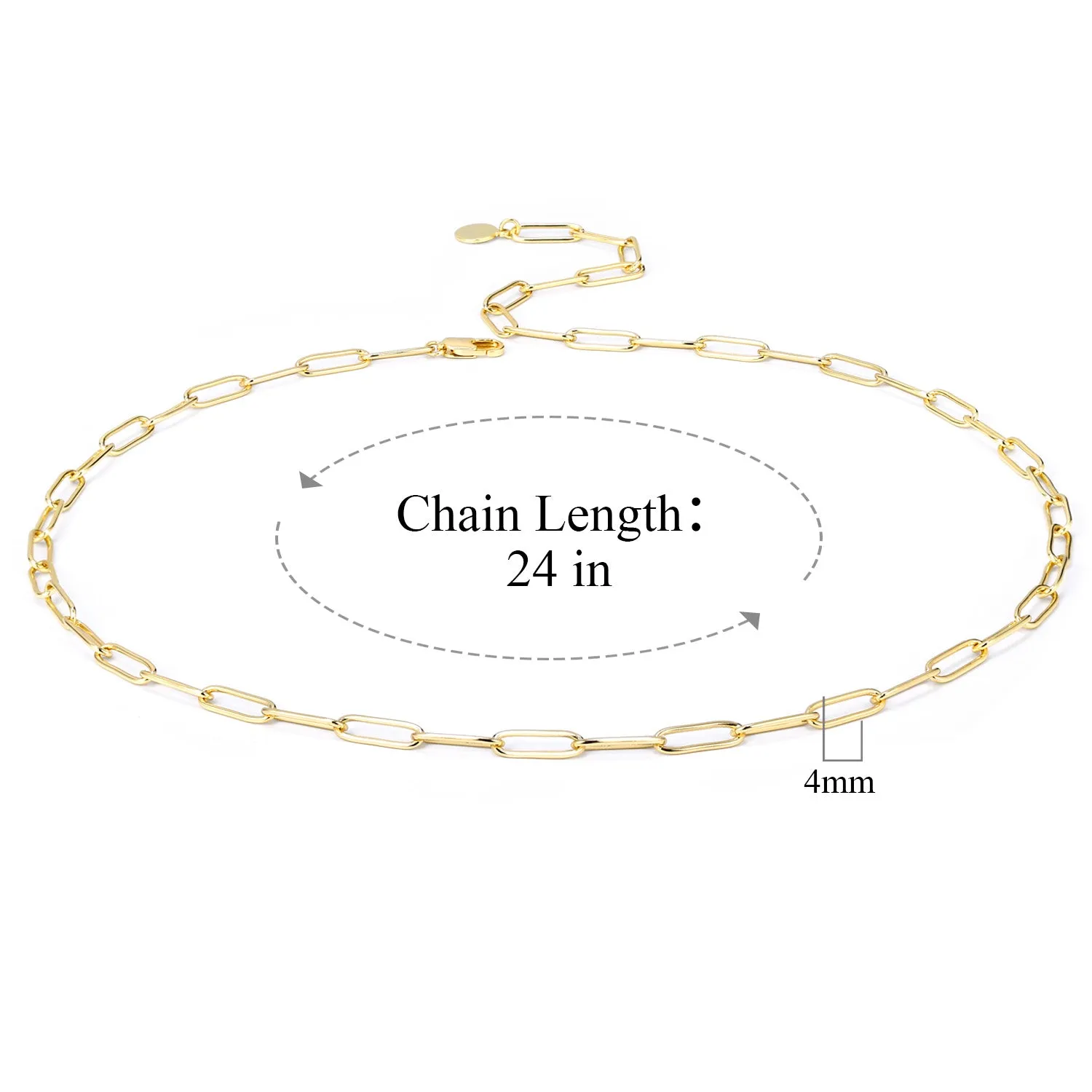 14K Gold Oval Link Chains Necklaces Set