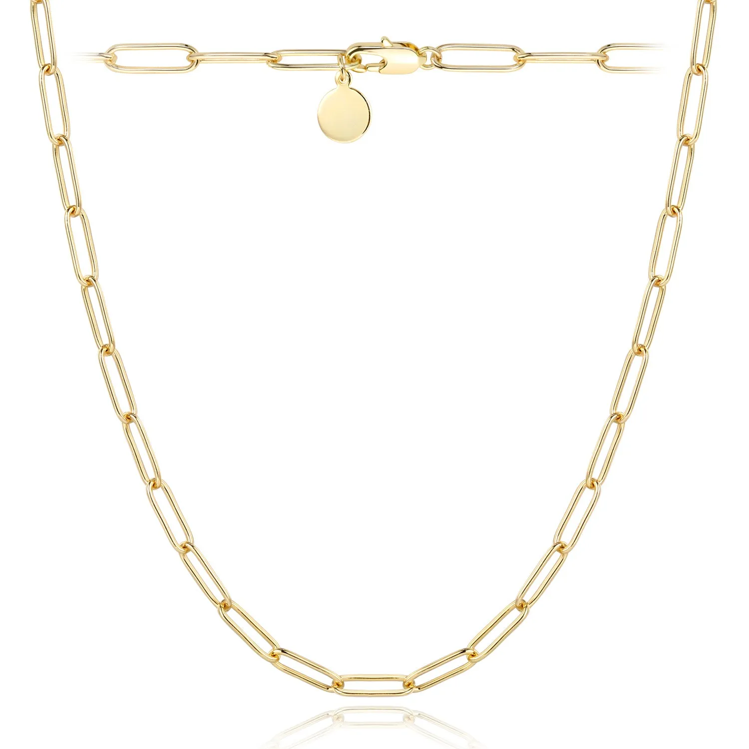 14K Gold Oval Link Chains Necklaces Set