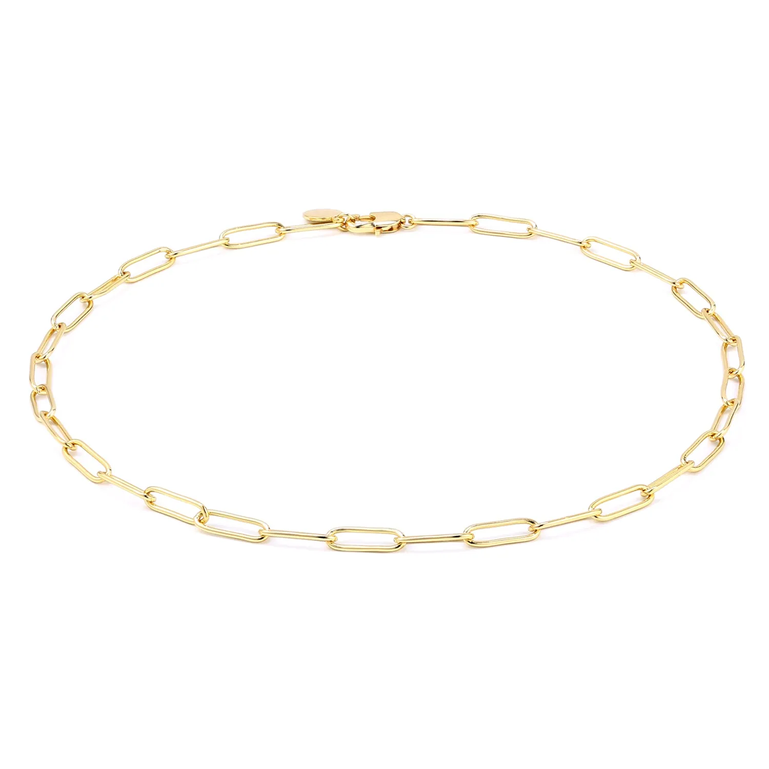 14K Gold Oval Link Chains Necklaces Set