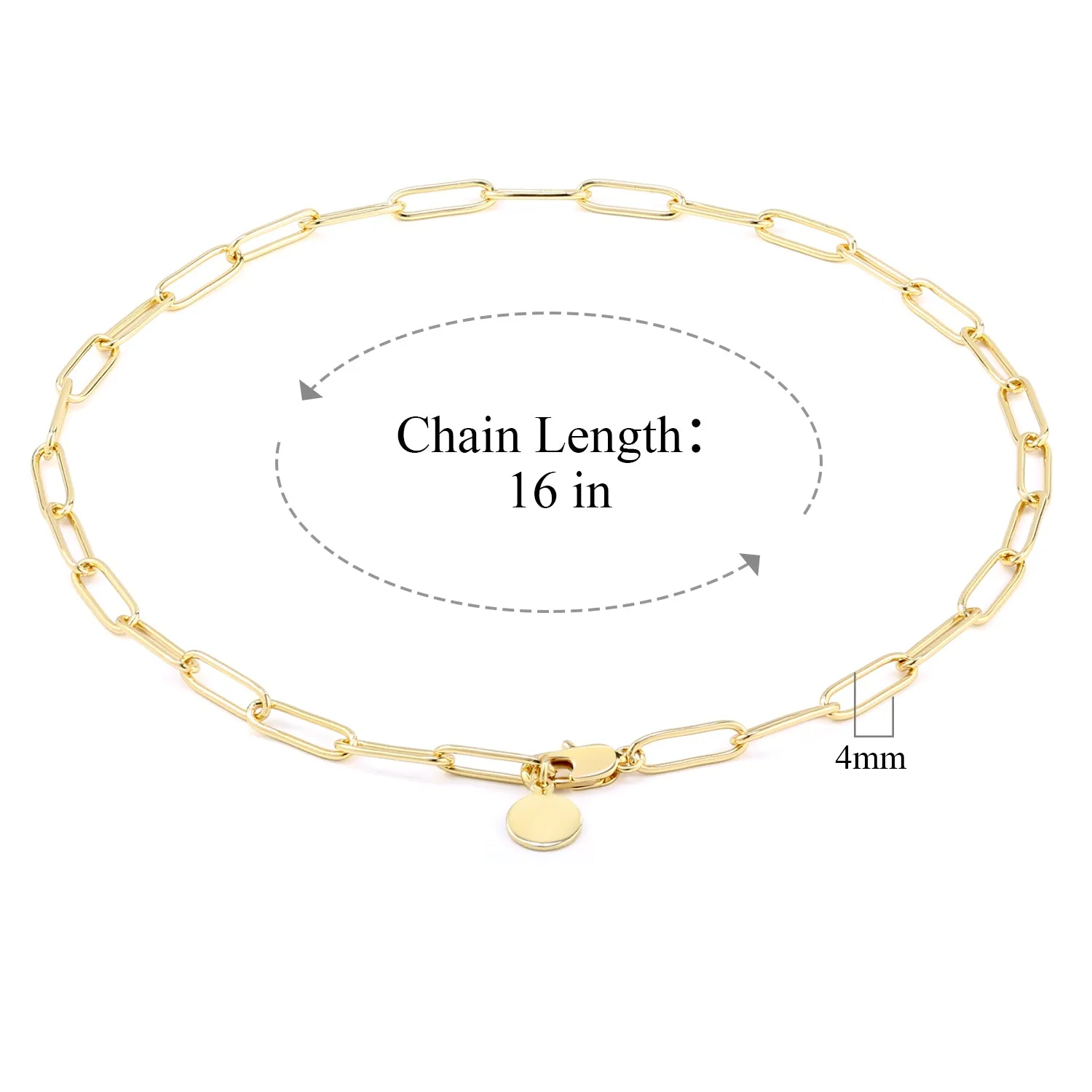 14K Gold Oval Link Chains Necklaces Set