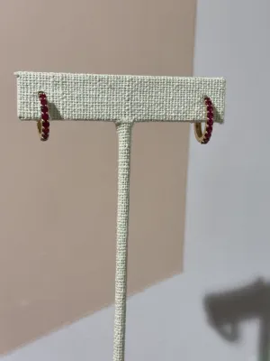 14K Gold Ruby Huggies