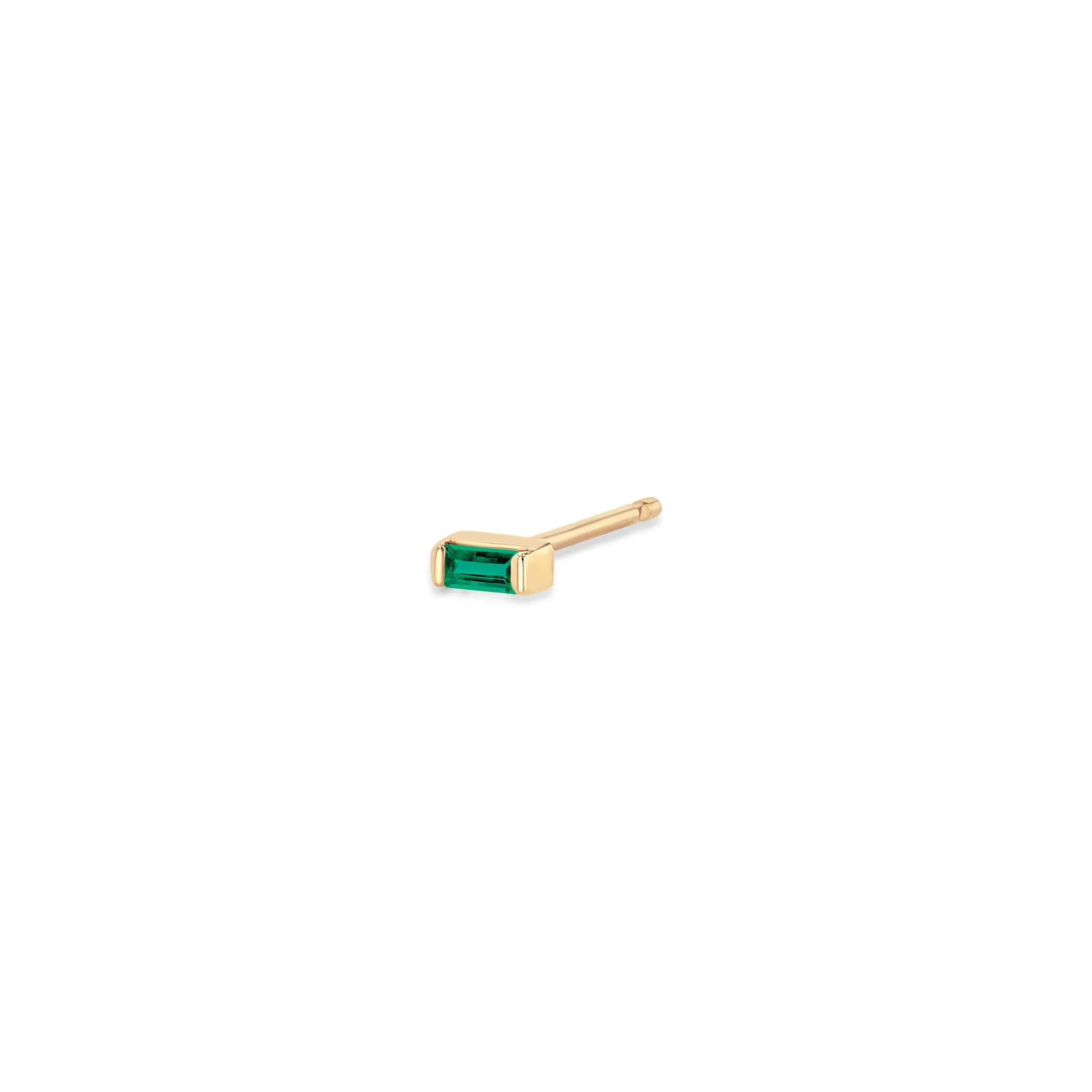 14k Small Emerald Baguette Studs