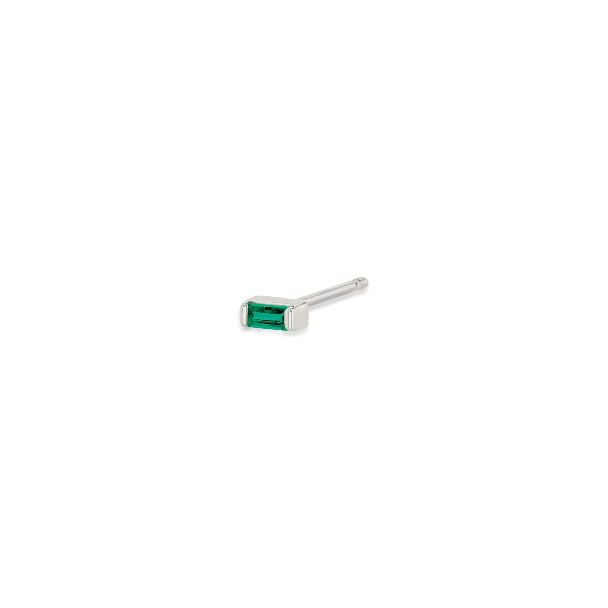 14k Small Emerald Baguette Studs