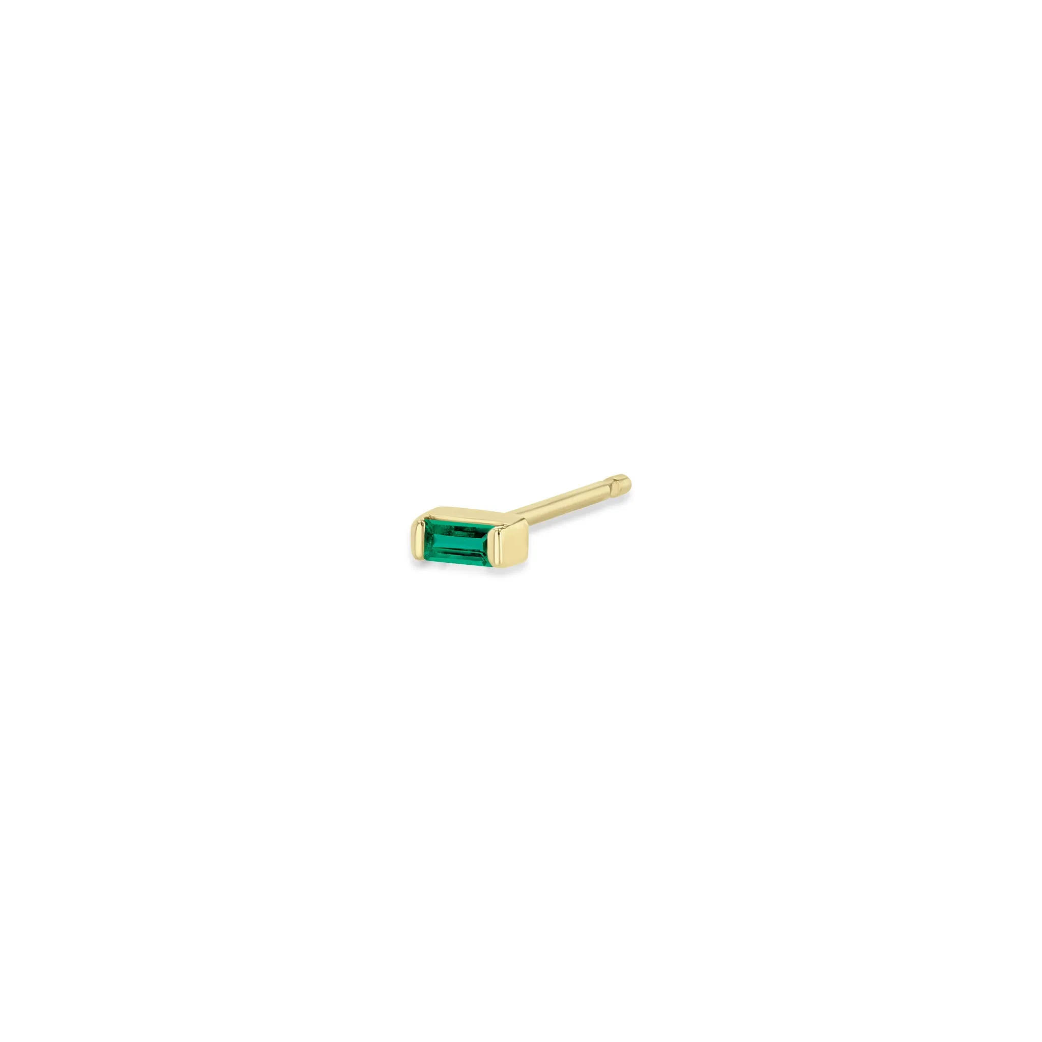 14k Small Emerald Baguette Studs