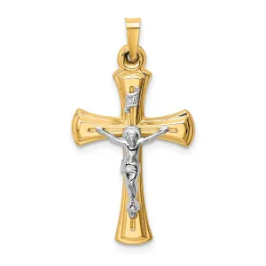 14k Two-tone Gold INRI Hollow Crucifix Pendant