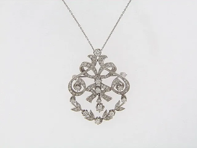 14K-WG DIAMOND BROOCH / PENDANT