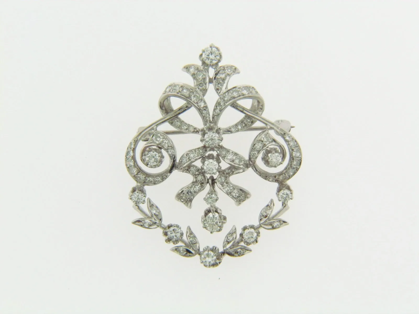 14K-WG DIAMOND BROOCH / PENDANT
