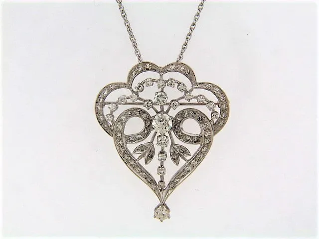 14K-WG YG DIAMOND PENDANT / BROOCH