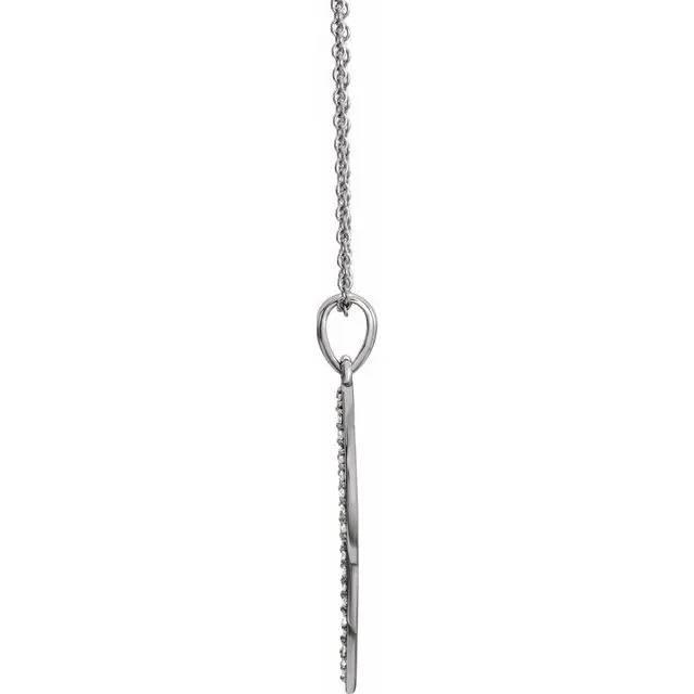 14K White 1/5 CTW Diamond Feather 16-18" Necklace