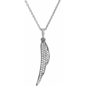 14K White 1/5 CTW Diamond Feather 16-18" Necklace